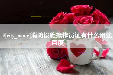 威海消防设施操作员证有什么用途百度
